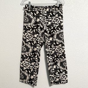 Polo Jeans Company Ralph Lauren Womens Size 8 Pants Black White Floral Casual